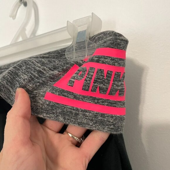 PINK YOGA VS PINK VICTORIA'S SECRET Foldover Yoga Leggings Black Gray Spellout M - Picture 4 of 11